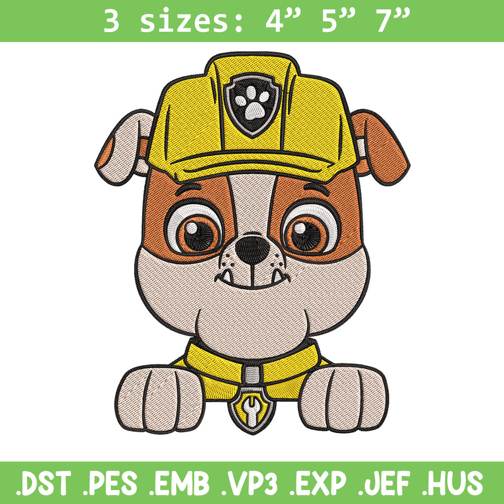 Rubble dog Embroidery Design, Paw patrol Embroidery, Embroidery File, Anime Embroidery, Anime shirt, Digital download..jpg