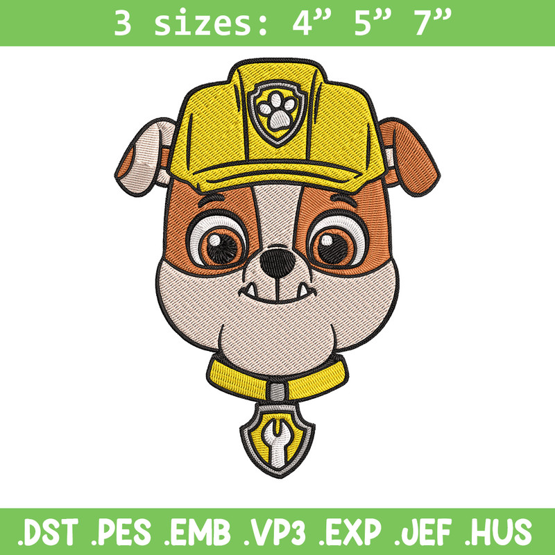 Rubble dog Embroidery Design, Paw patrol Embroidery, Embroidery File, Anime Embroidery, Anime shirt, Digital download.jpg