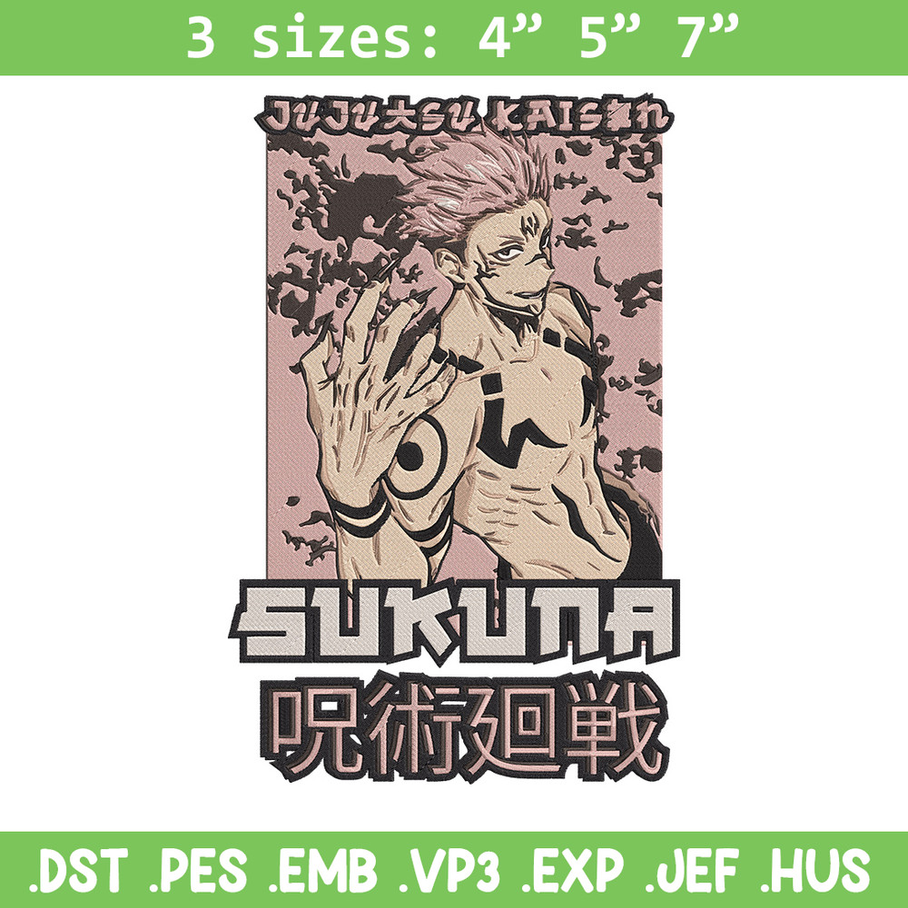 Ryomen Sukuna Embroidery Design, Jujutsu Embroidery, Embroidery File, Anime Embroidery, Anime shirt, Digital download..jpg