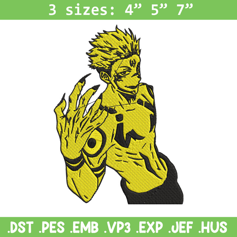 Ryomen Sukuna Embroidery Design, Jujutsu Embroidery, Embroidery File, Anime Embroidery, Anime shirt, Digital download.jpg