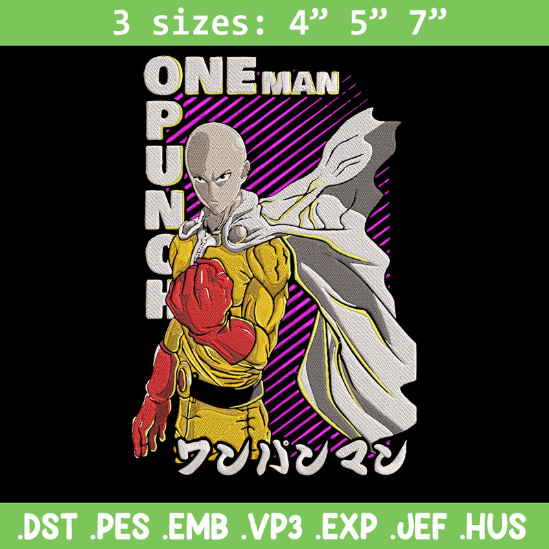 Saitama Embroidery Design, One punch man Embroidery,Embroidery File, Anime Embroidery, Anime shirt, Digital download.jpg