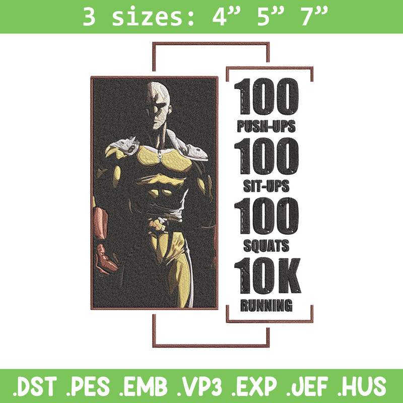 Saitama poster Embroidery Design, One punch man Embroidery,Embroidery File,Anime Embroidery,Anime shirt,Digital download.jpg