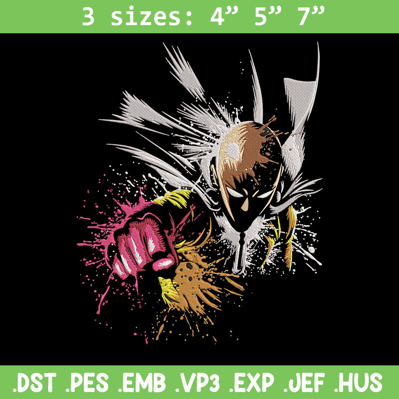 Saitama punch Embroidery Design, One punch man Embroidery,Embroidery File, Anime Embroidery,Anime shirt,Digital download.jpg
