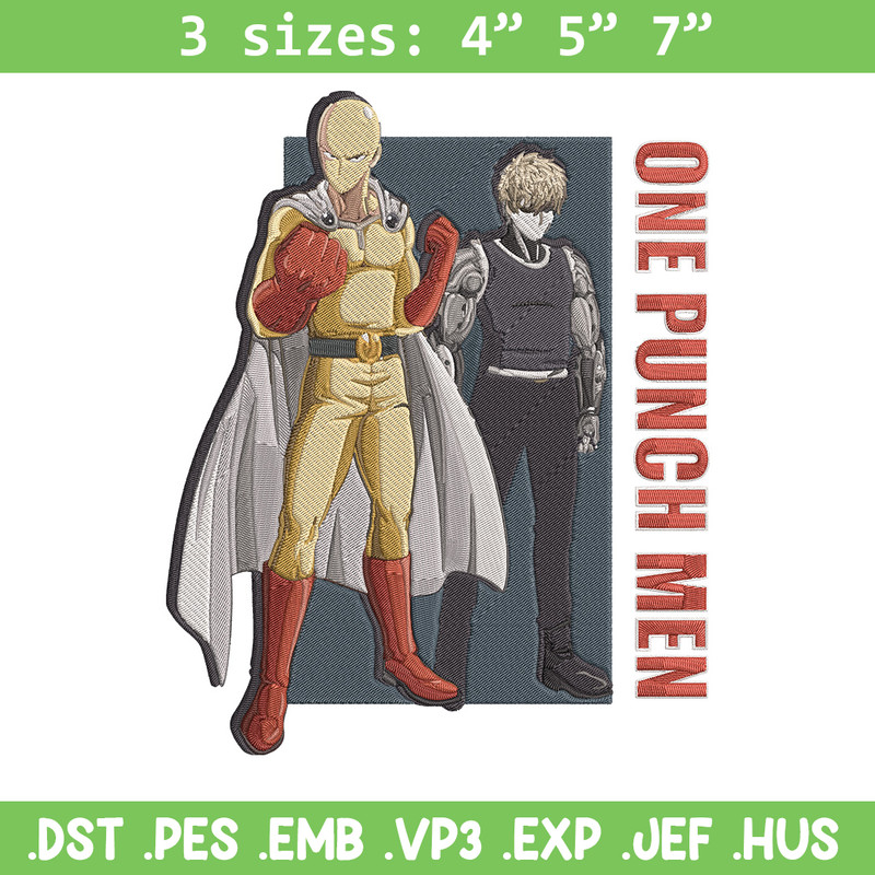 Saitama x genos Embroidery Design, One punch man Embroidery, Embroidery File, Anime Embroidery, Anime shirt.jpg