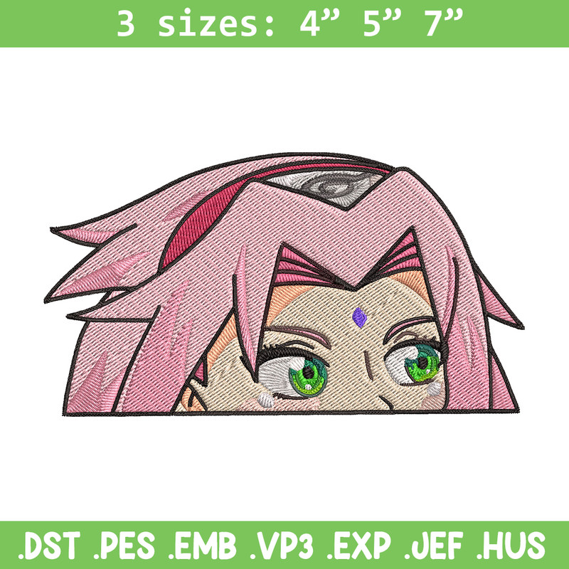 Sakura Peeker Embroidery Design, Naruto Embroidery, Embroidery File, Anime Embroidery, Anime shirt, Digital download.jpg