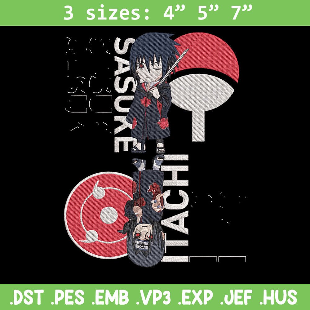 Sasuke x Itachi Embroidery Design, Naruto Embroidery, Embroidery File, Anime Embroidery, Anime shirt, Digital download.jpg