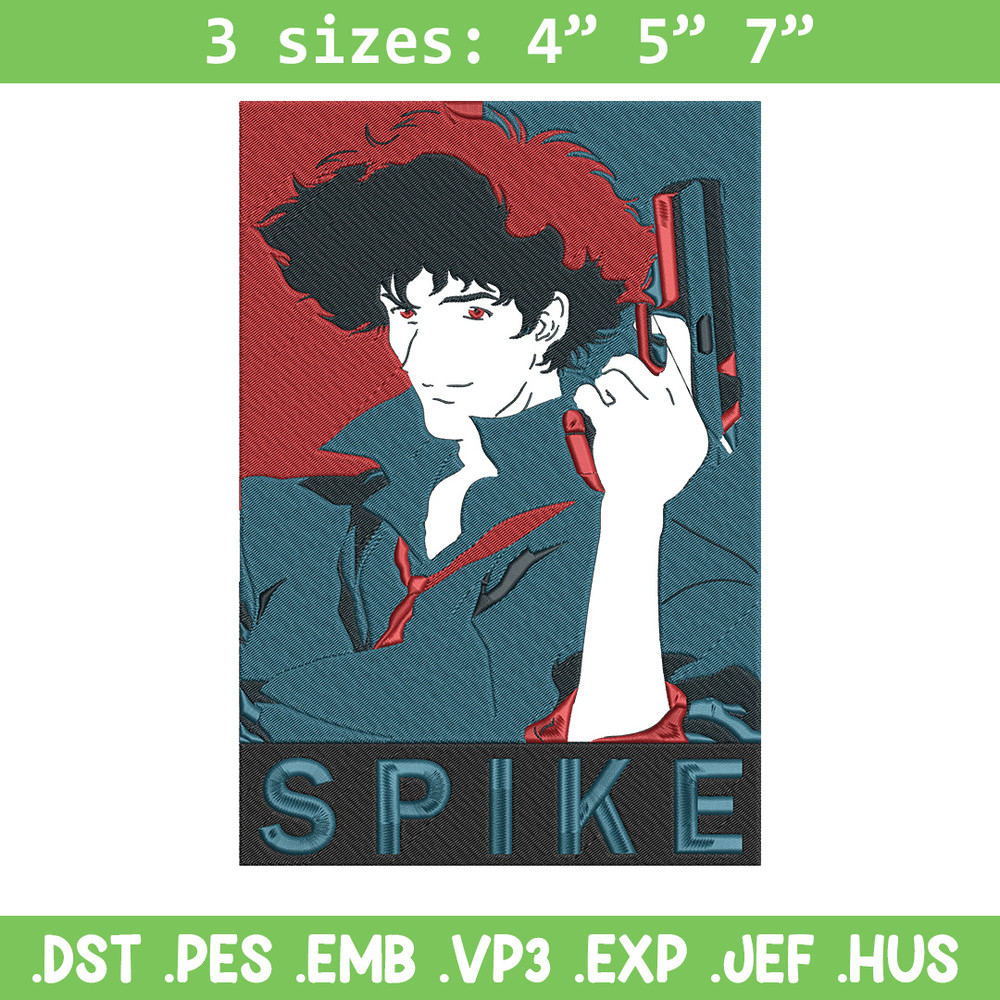 Spike poster Embroidery Design, Cowboy bebop Embroidery, Embroidery File, Anime Embroidery,Anime shirt,Digital download.jpg
