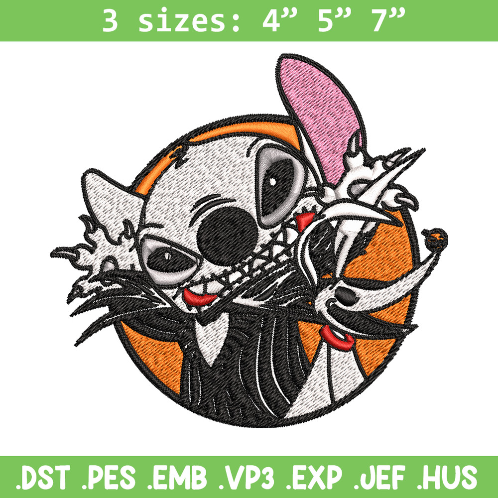 Stitch Jack Skellington Embroidery design, Halloween Embroidery, Embroidery File, cartoon design, Digital download..jpg