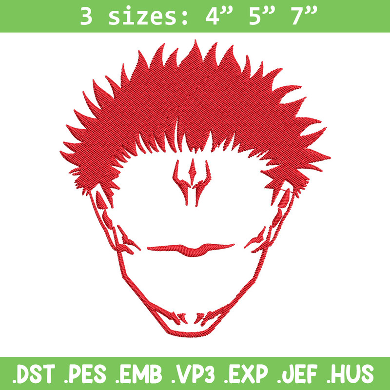 Sukuna face Embroidery Design, Jujutsu Embroidery, Embroidery File, Anime Embroidery, Anime shirt, Digital download..jpg