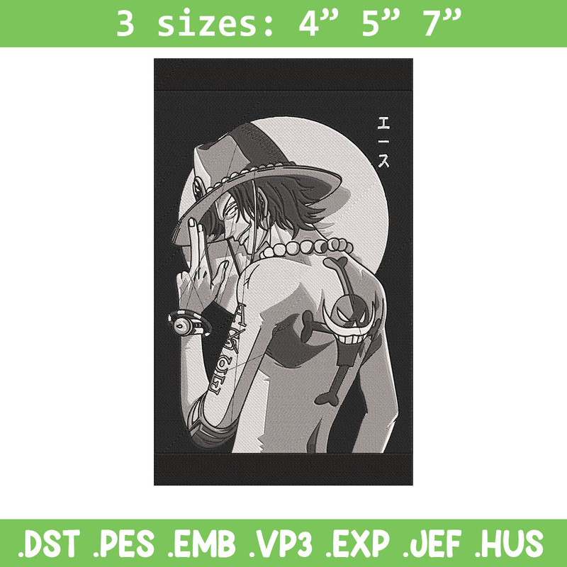 Ace poster Embroidery Design, One piece Embroidery, Embroidery File, Anime Embroidery, Anime shirt, Digital download.jpg