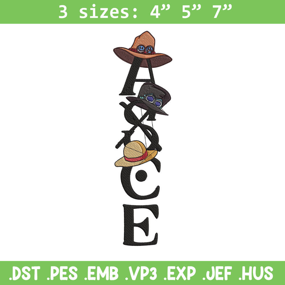 Ace tattoo Embroidery Design, One piece Embroidery, Embroidery File, Anime Embroidery, Anime shirt, Digital download.jpg