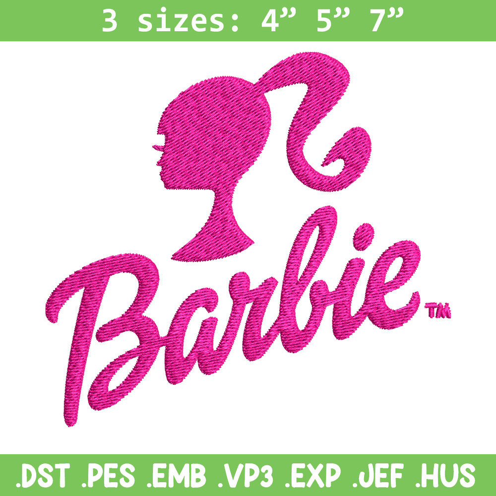 Barbie logo and her Embroidery, Barbie logo and her Embroidery, logo design, Embroidery File, Digital download..jpg
