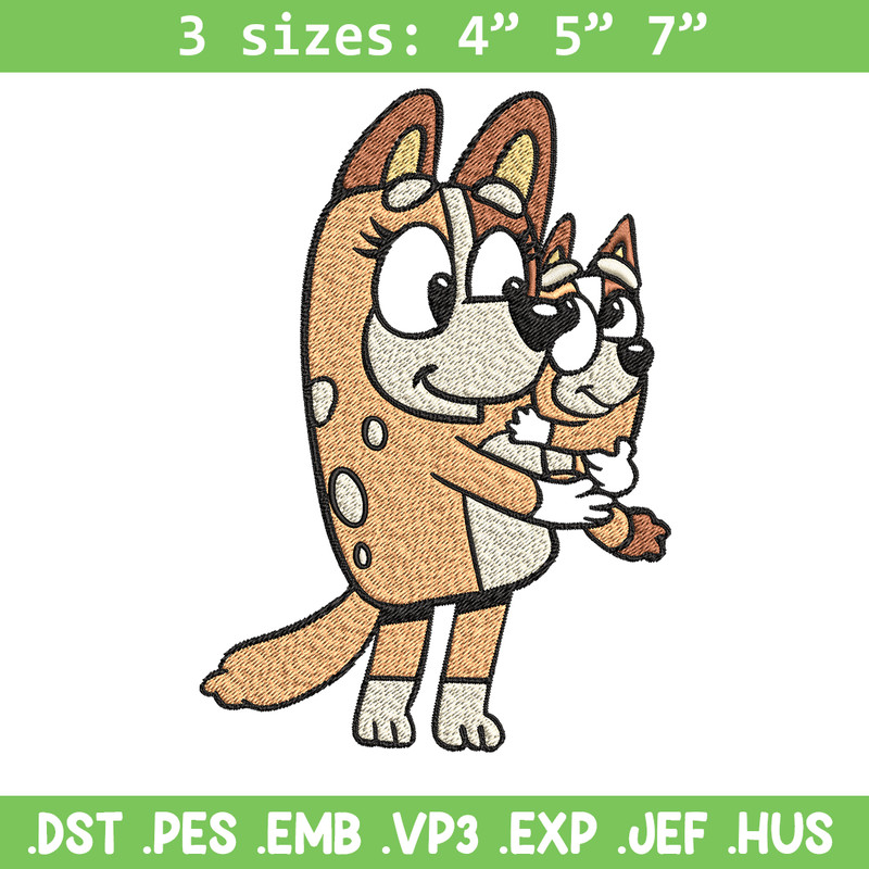 Bingo and her Mum Embroidery, Bluey Embroidery, Embroidery File, cartoon shirt, cartoon design, Digital download..jpg