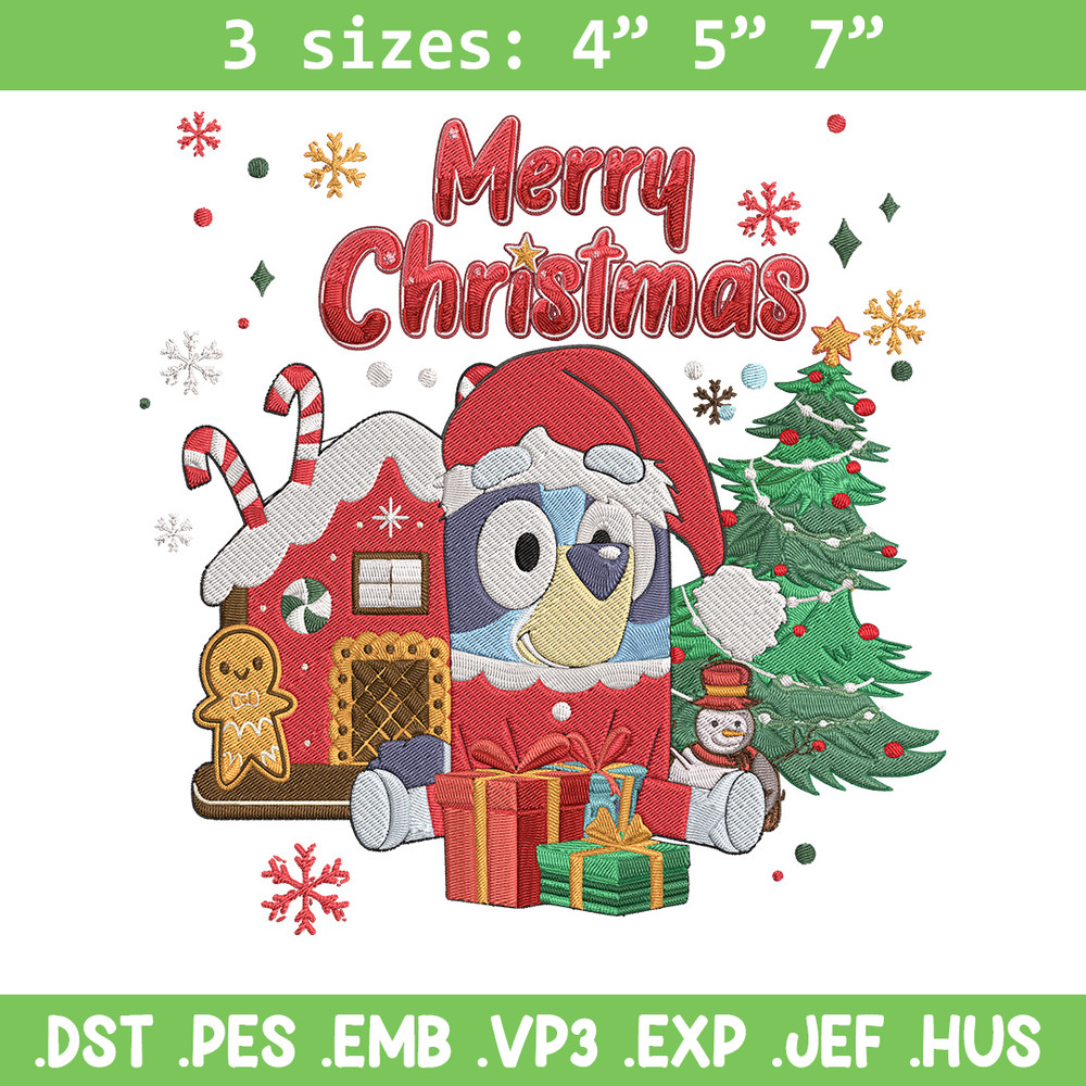 Bluey merry chrismas Embroidery Design,Bluey Embroidery, Embroidery File, Chrismas Embroidery, Digital download.jpg