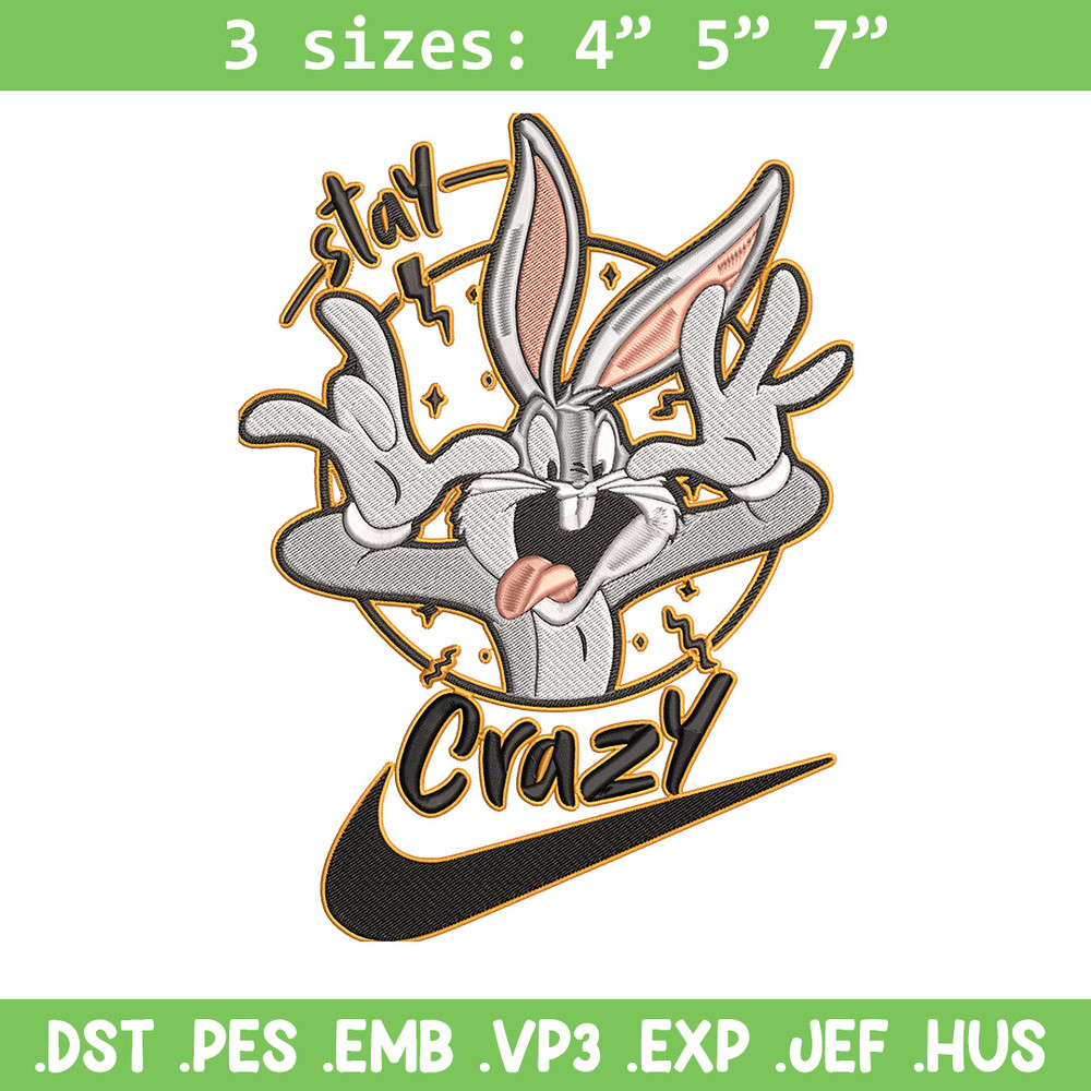 Bugs Bunny Embroidery Design, Looney Tunes Embroidery, Embroidery File, Nike Embroidery, Anime shirt, Digital download.jpg