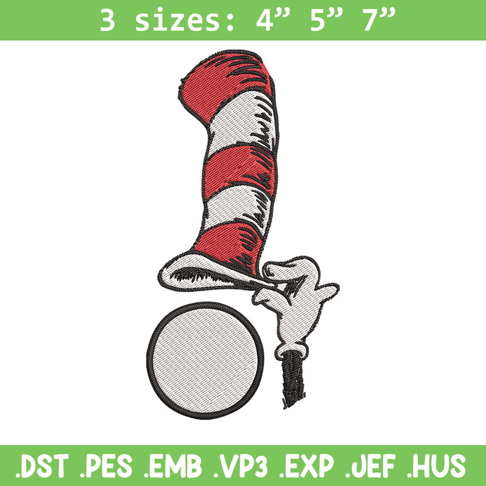 Cat In The Hat Embroidery Design, Cat In The Hat Embroidery, Embroidery File, logo shirt, Digital download.jpg