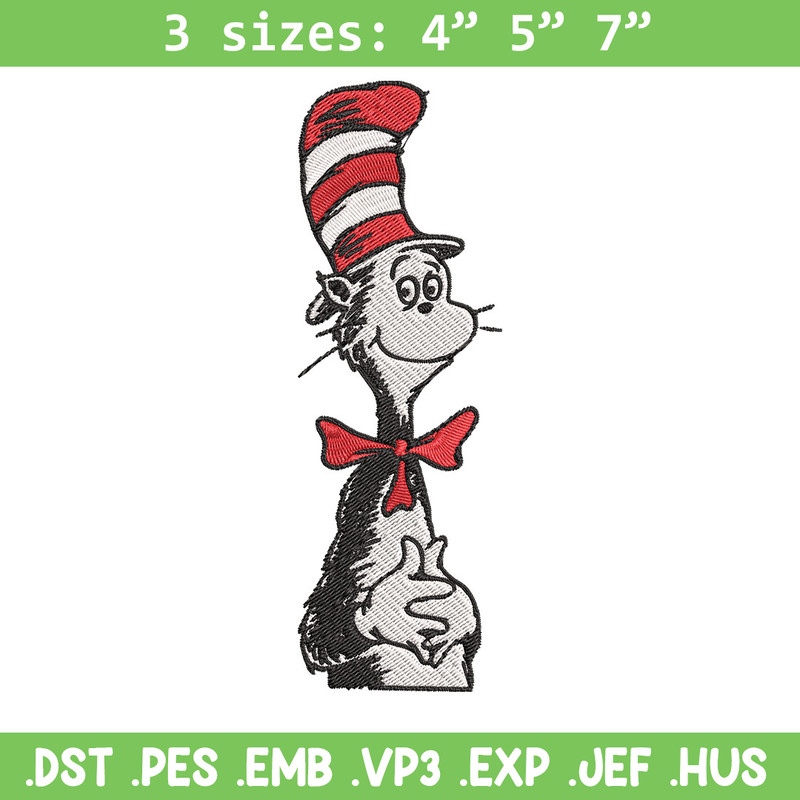Cat in the Hat Logo Embroidery Design, Dr Seuss Embroidery, Embroidery File, Embroidery design, Digital download..jpg