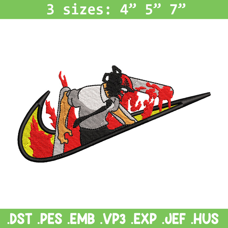 Chainsaw man Nike embroidery design, Chainsaw man embroidery, Nike design, anime design, anime shirt, Digital download.jpg