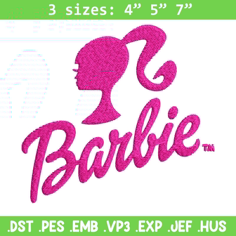 Barbie logo and her Embroidery, Barbie logo and her Embroidery, logo design, Embroidery File, Digital download..jpg
