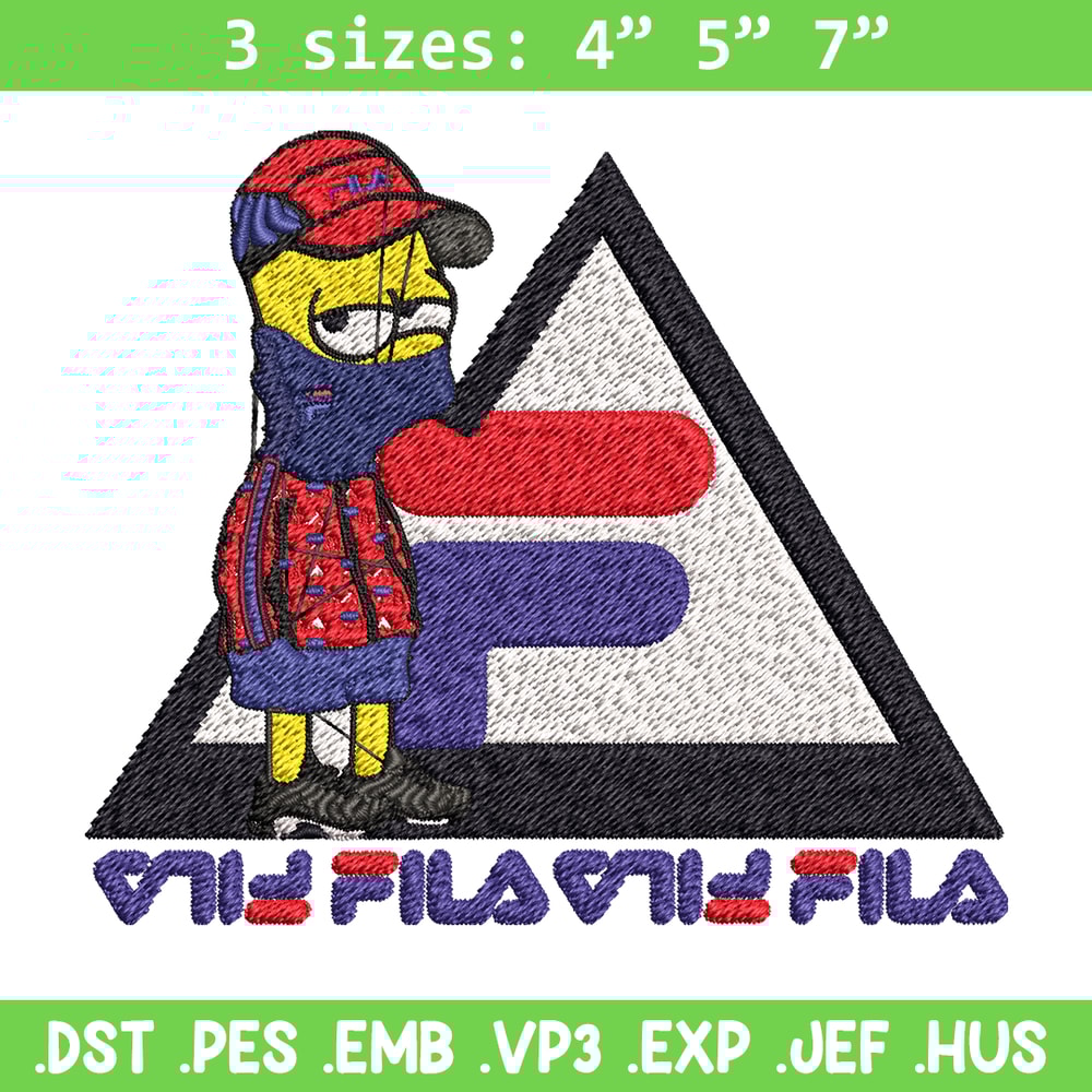 Bart Simpson Fila Embroidery design, Simpson Fila Embroidery, logo design, Embroidery File, Fila logo, Instant download..jpg