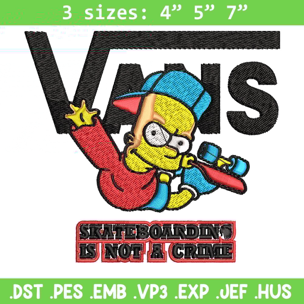 Bart Simpson Vans Embroidery design, Simpson Embroidery, cartoon design, Embroidery File, Instant download..jpg