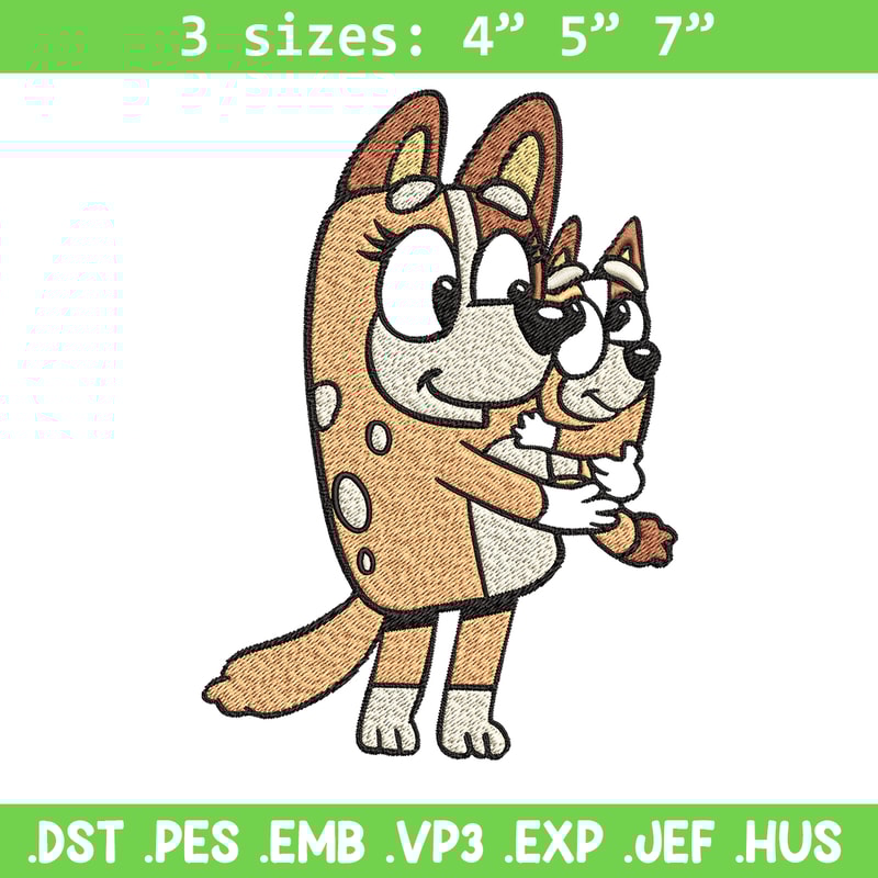 Bingo and her Mum Embroidery, Bluey Embroidery, Embroidery File, cartoon shirt, cartoon design, Digital download..jpg