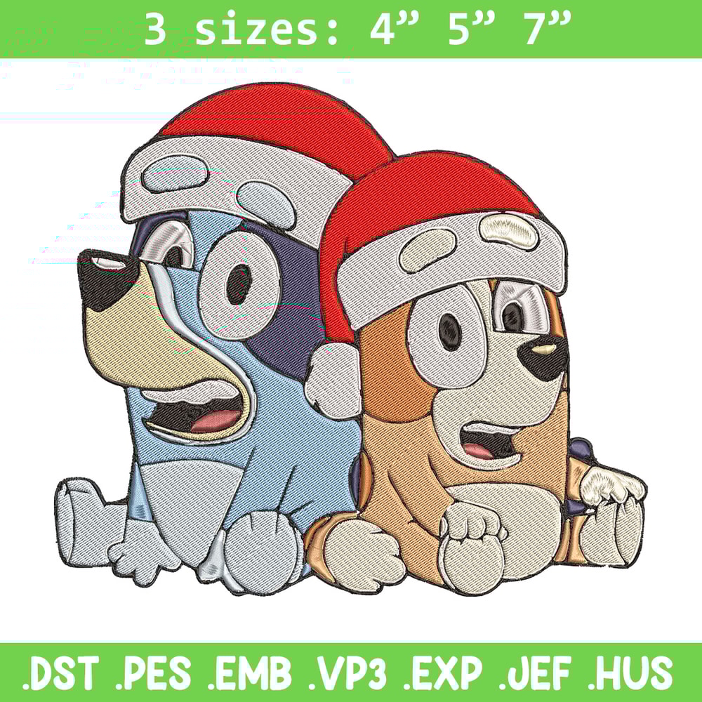 Bluey x Bingo Embroidery Design, Bluey Embroidery, Embroidery File, Chrismas Embroidery, Anime shirt, Digital download.jpg