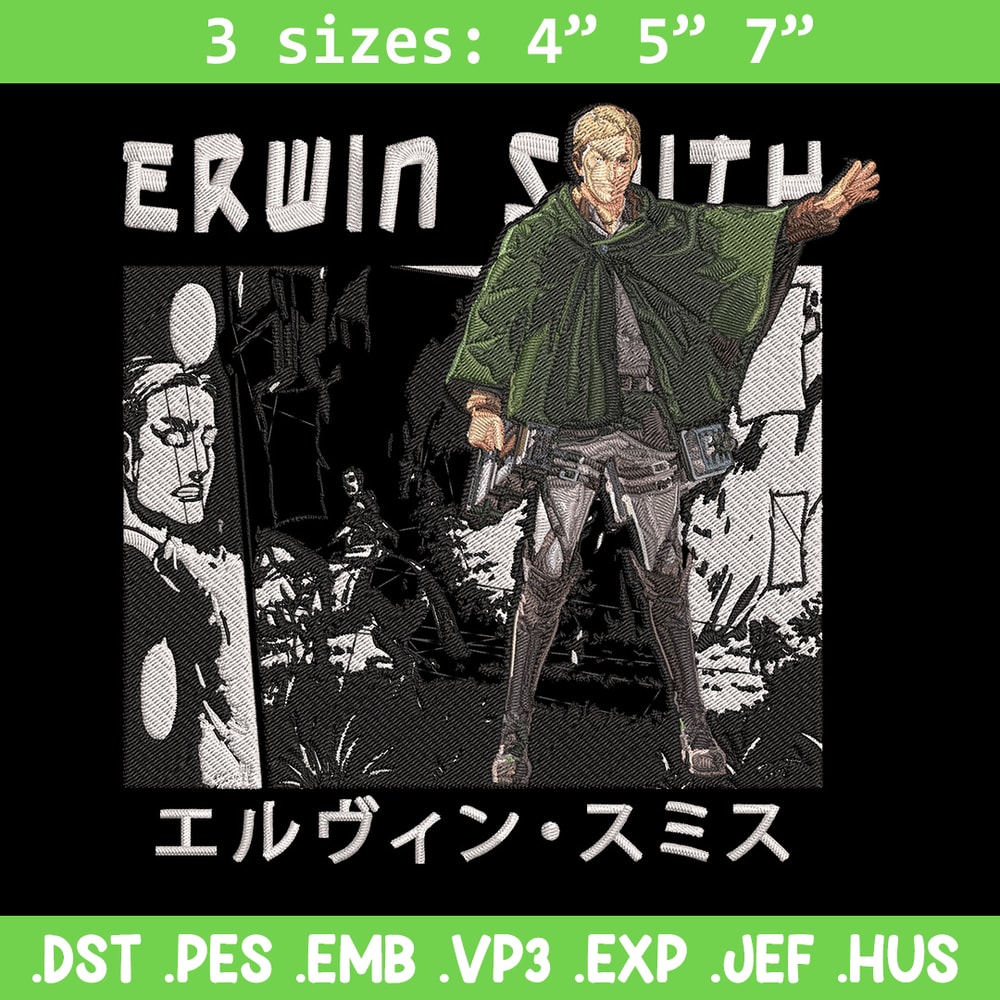 Erwin Smith Embroidery Design, Aot Embroidery, Embroidery File, Anime Embroidery, Anime shirt, Digital download.jpg