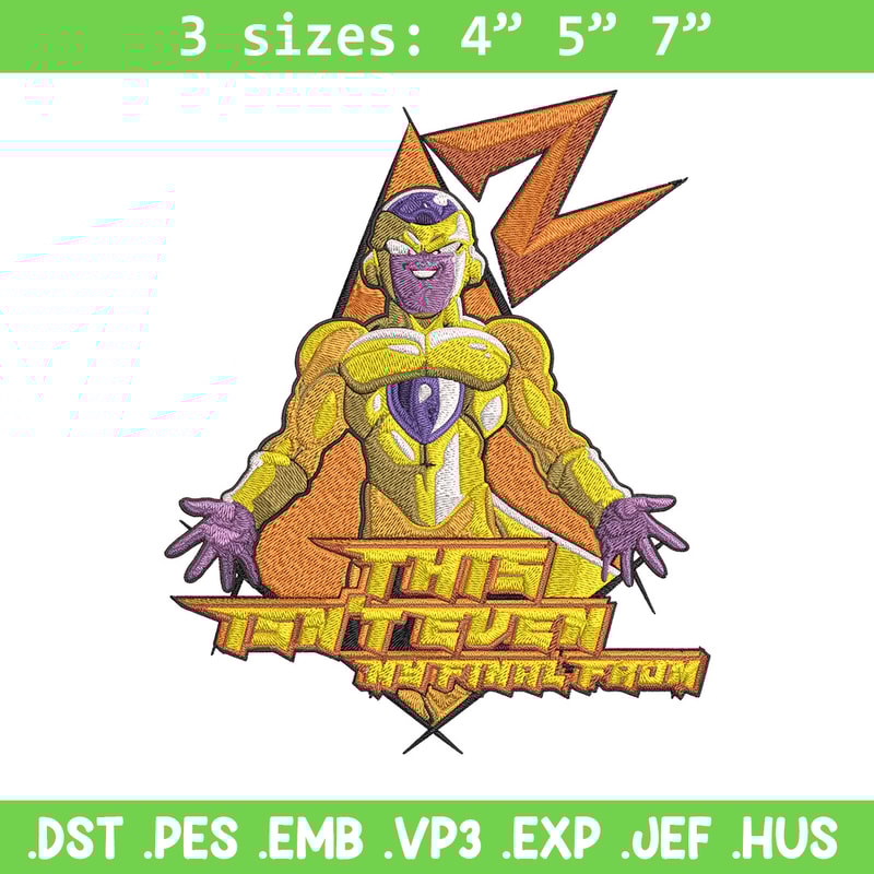 Frieza gold Embroidery Design, Dragonball Embroidery, Embroidery File, Anime Embroidery, Anime shirt, Digital download..jpg