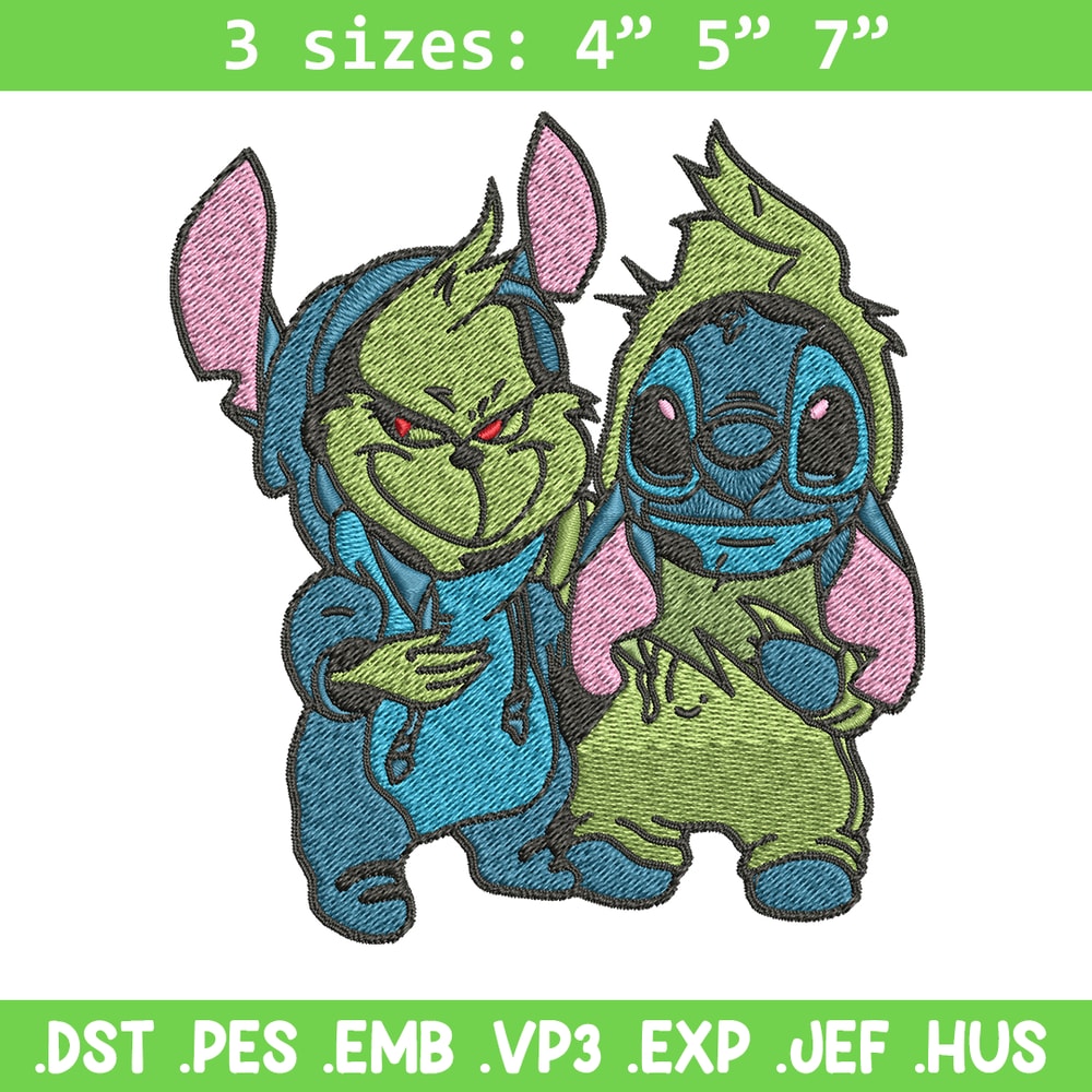 Grinch and Stitch Embroidery design, Grinch and Stitch Embroidery, cartoon design, logo shirt, Digital download..jpg