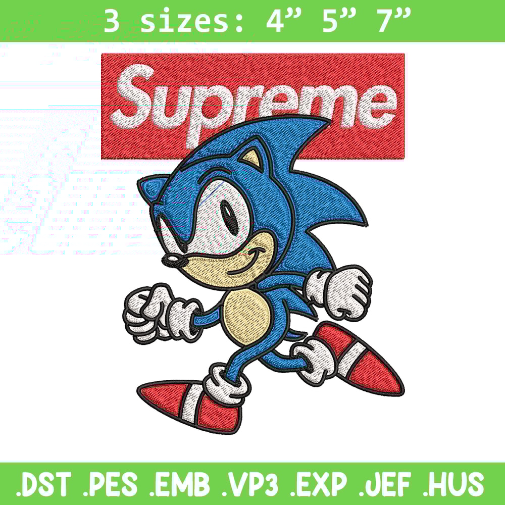 Supreme Sonic Embroidery design, Supreme Sonic Embroidery, cartoon design, Embroidery File, Instant download..jpg