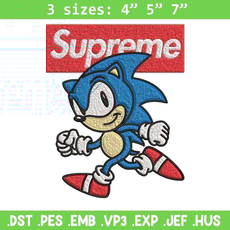 Supreme Sonic Embroidery design, Supreme Sonic Embroidery, cartoon design, Embroidery File, Instant download..jpg
