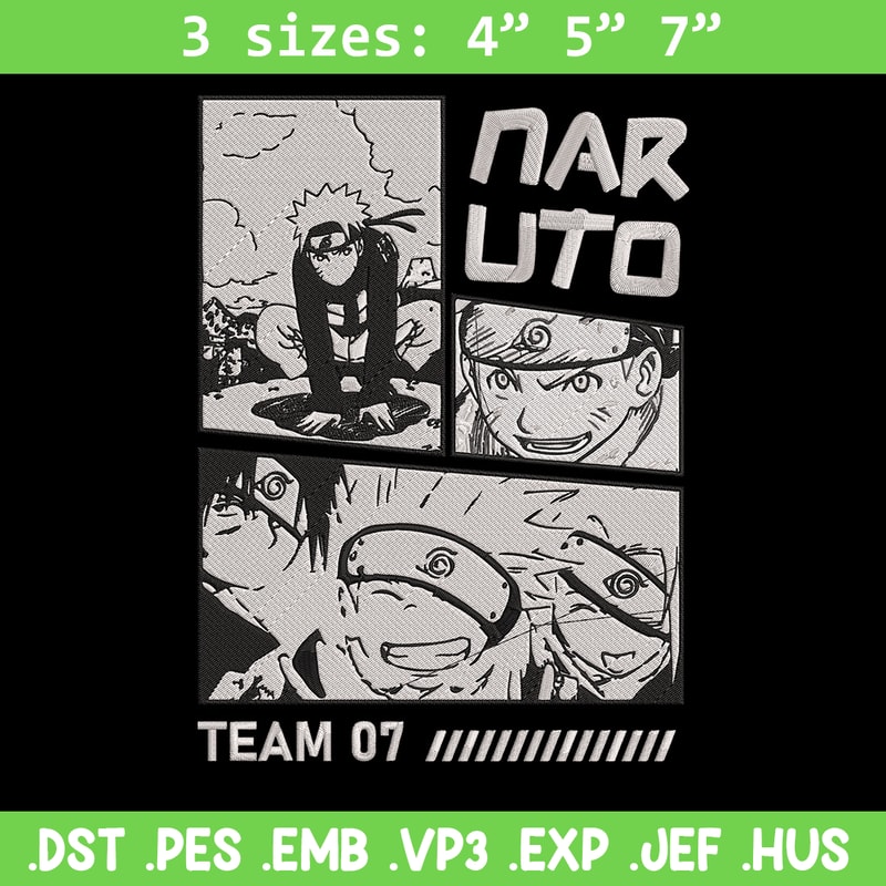 Team 07 naruto Embroidery Design, Naruto Embroidery, Embroidery File, Anime Embroidery, Anime shirt, Digital download.jpg