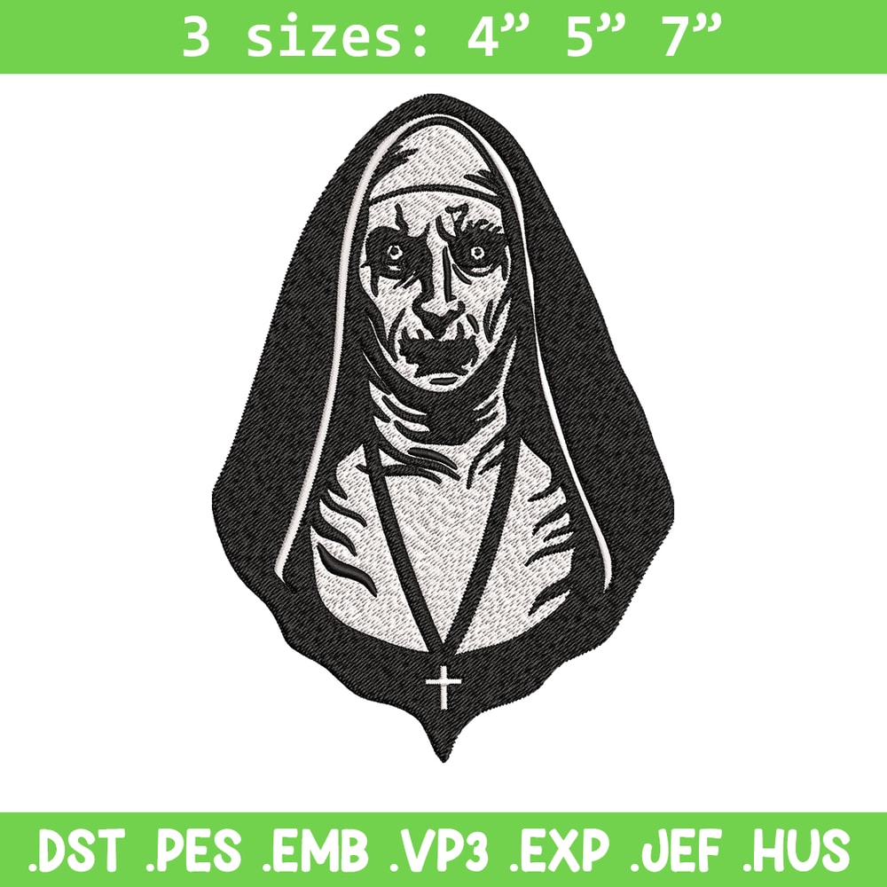The Nun Embroidery design, The Nun logo Embroidery, Horror design, Embroidery File, logo shirt, Digital download..jpg
