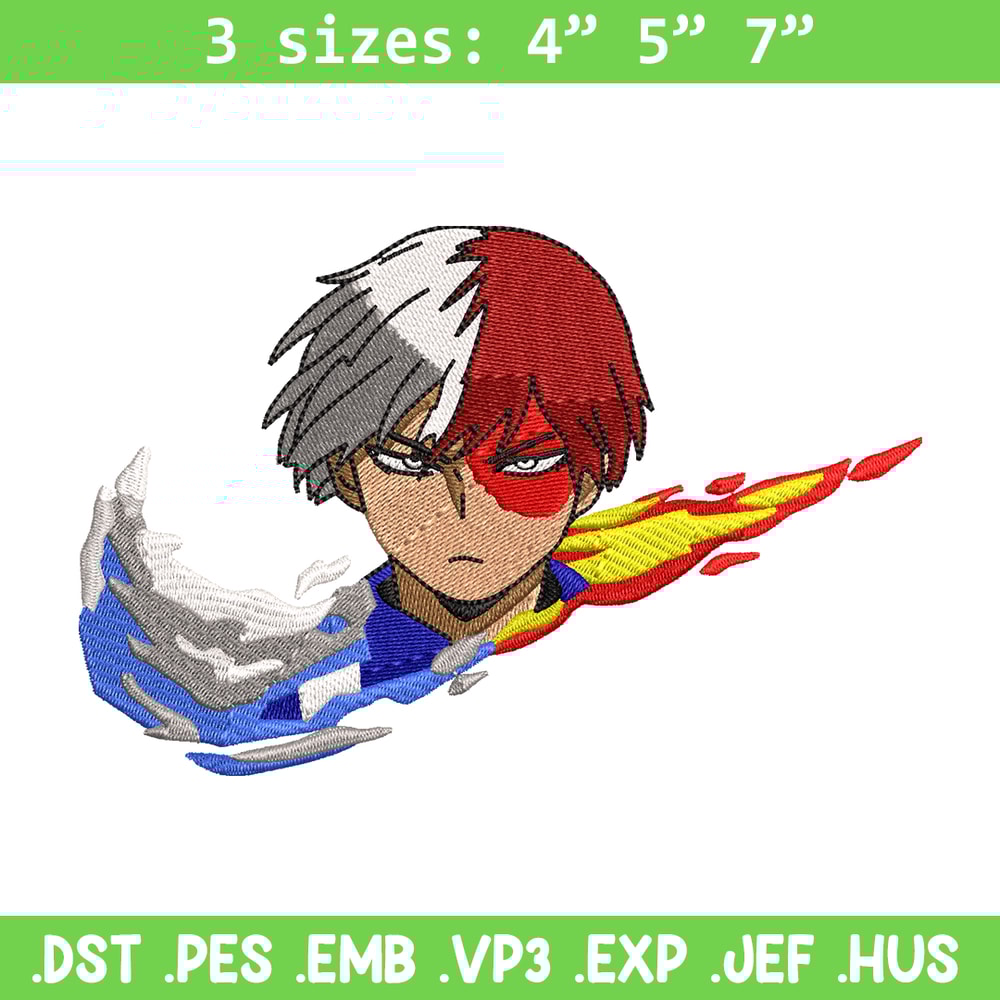 Todoroki Nike embroidery design, My hero academia embroidery, Nike design, anime design, anime shirt, Digital download.jpg