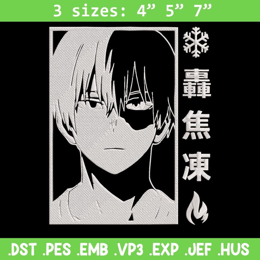 Todoroki Shouto Embroidery Design, Mha Embroidery, Embroidery File, Anime Embroidery, Anime shirt,Digital download..jpg