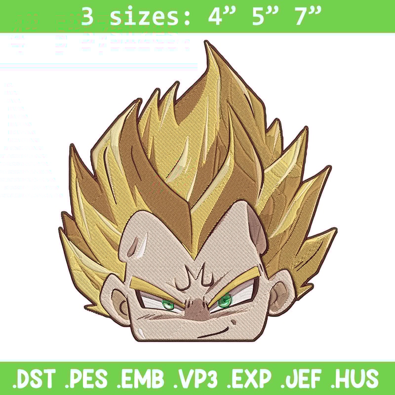 Vegeta peeker Embroidery Design, Dragonball Embroidery, Embroidery File, Anime Embroidery, Anime shirt,Digital download.jpg