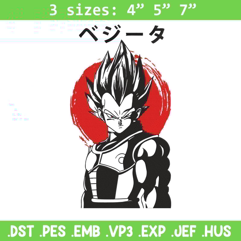 Vegeta poster Embroidery Design, Dragonball Embroidery,Embroidery File, Anime Embroidery, Anime shirt, Digital download.jpg