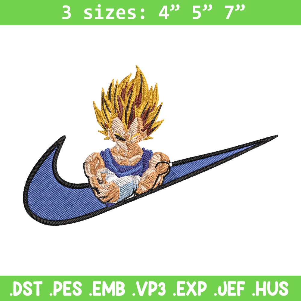 Vegeta ssj Embroidery Design, Dragonball Embroidery, Embroidery File, Nike Embroidery, Anime shirt, Digital download.jpg