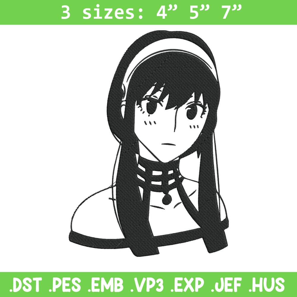 Yor forger Embroidery Design, Spy x family Embroidery, Embroidery File, Anime Embroidery, Anime shirt, Digital download..jpg