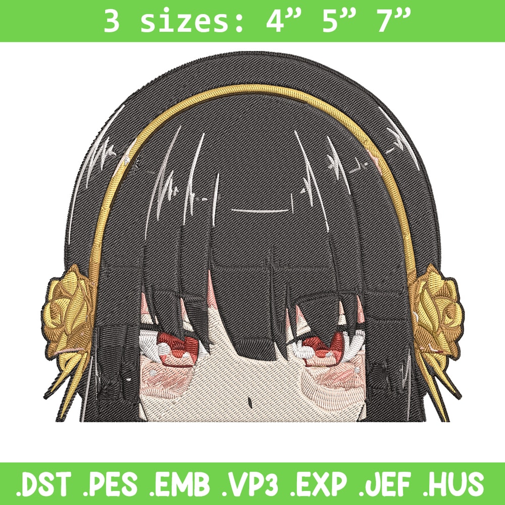 Yor peeker Embroidery Design, Spy x family Embroidery, Embroidery File, Anime Embroidery, Anime shirt, Digital download.jpg