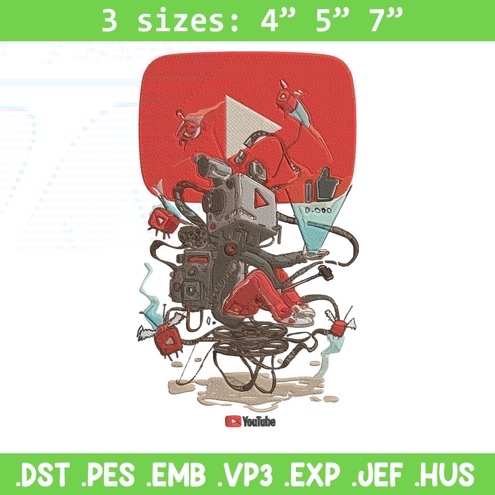Youtube logo Embroidery Design, Youtube Embroidery, Embroidery File, Anime Embroidery, Anime shirt, Digital download.jpg