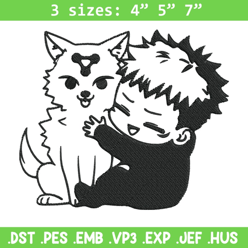 Yuji chibi Embroidery Design, Jujutsu Embroidery, Embroidery File, Anime Embroidery, Anime shirt, Digital download.jpg