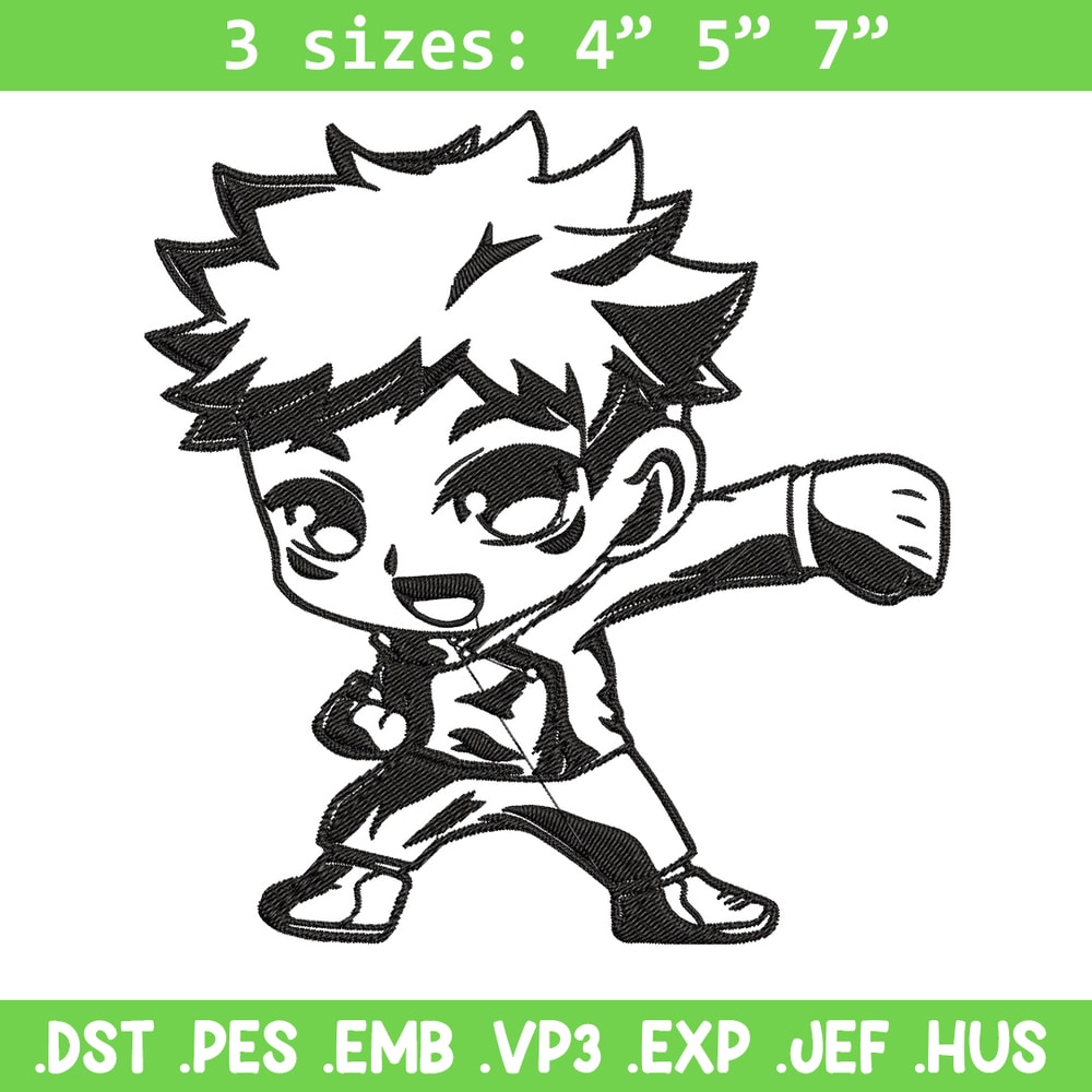 Yuji chibi Embroidery Design, Jujutsu Embroidery, Embroidery File,Anime Embroidery, Anime shirt, Digital download.jpg