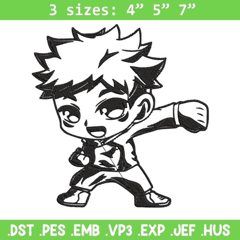 Yuji chibi Embroidery Design, Jujutsu Embroidery, Embroidery File,Anime Embroidery, Anime shirt, Digital download.jpg