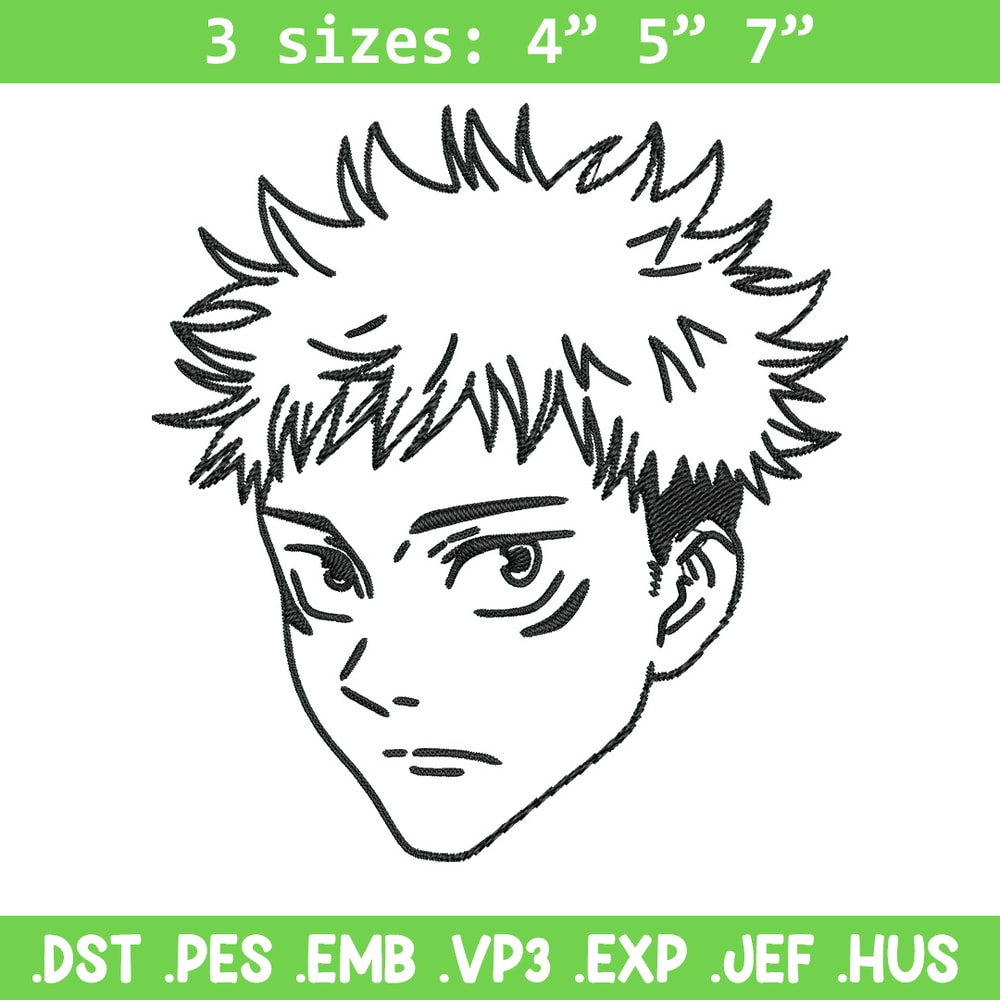 Yuji face Embroidery Design, Jujutsu Embroidery, Embroidery File,Anime Embroidery, Anime shirt, Digital download.jpg