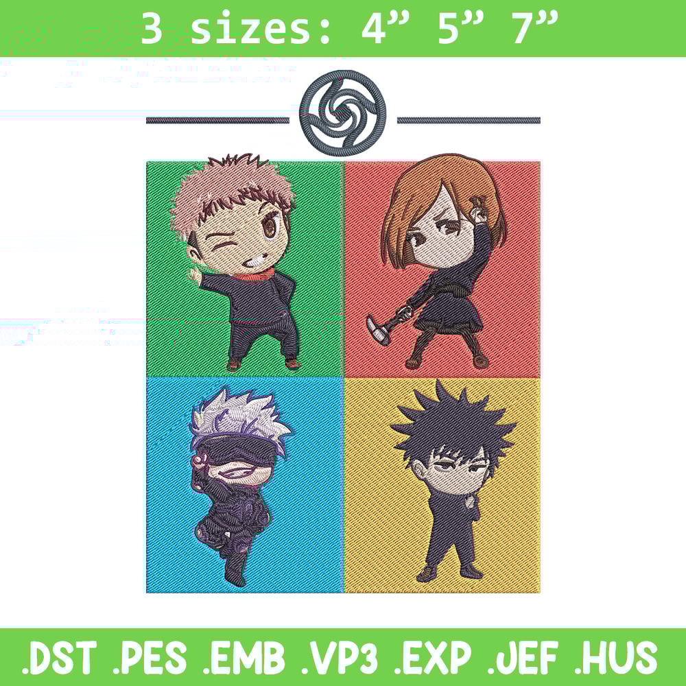 Yuji friends Embroidery Design, Jujutsu Embroidery, Embroidery File, Anime Embroidery, Anime shirt, Digital download..jpg