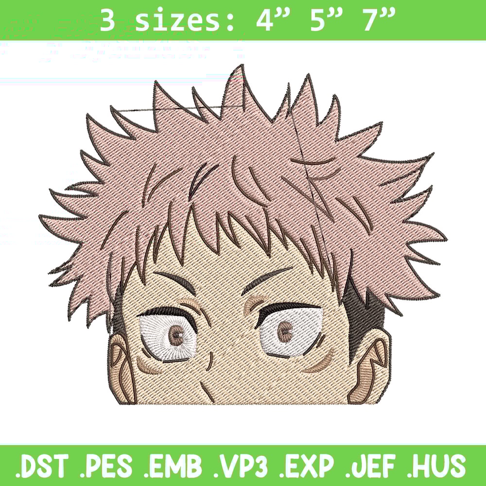 Yuji Peeker Embroidery Design, Jujutsu Embroidery, Embroidery File, Anime Embroidery, Anime shirt, Digital download..jpg