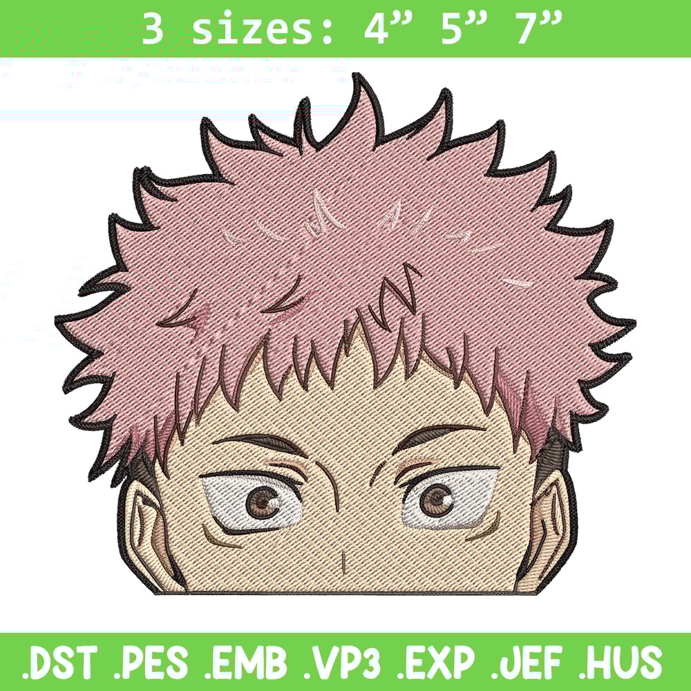 Yuji Peeker Embroidery Design, Jujutsu Embroidery, Embroidery File, Anime Embroidery, Anime shirt, Digital download.jpg
