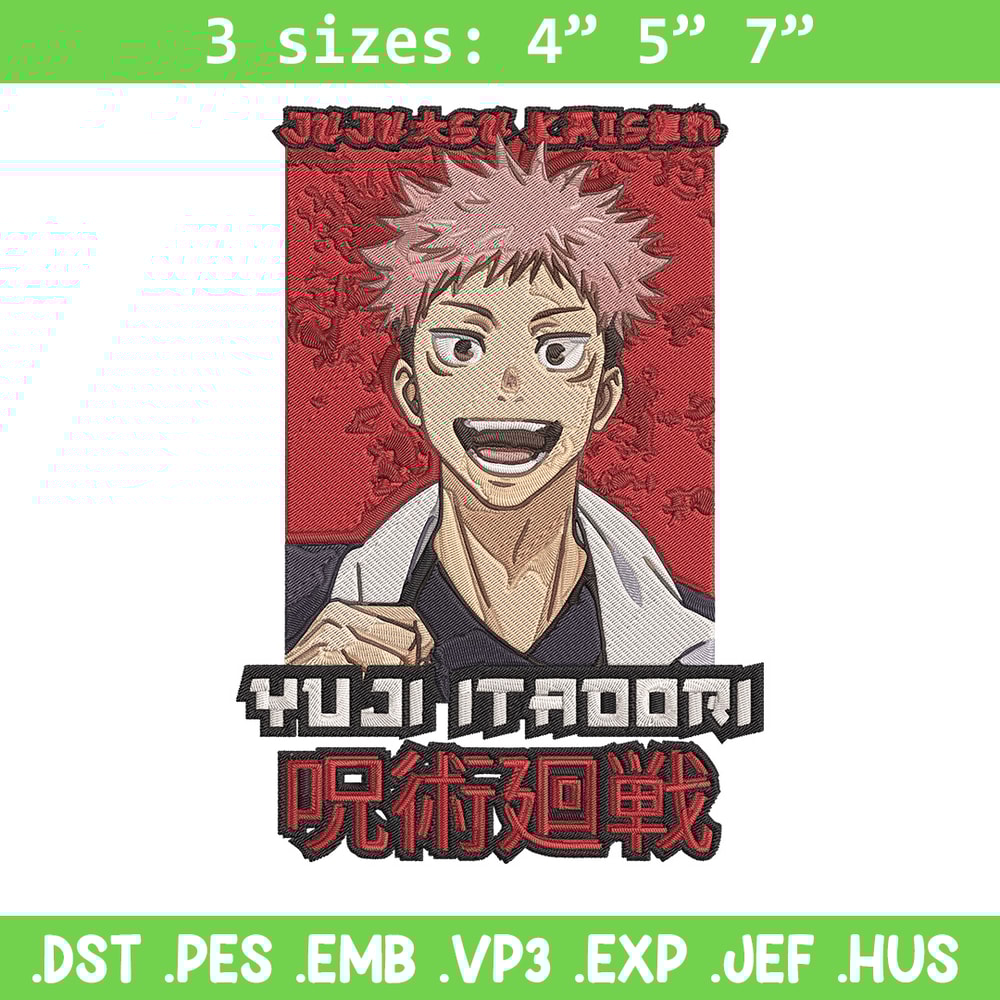 Yuji poster Embroidery Design,Jujutsu Embroidery, Embroidery File, Anime Embroidery, Anime shirt, Digital download.jpg